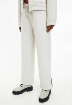 Calvin Klein Jeans RELAXED SPLIT - Spodnie Treningowe - Eggshell