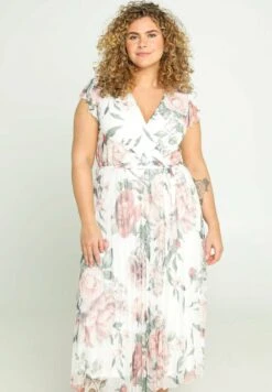 LANGES UNIFARBENES PLISSEE MIT WICKELKRAGEN - Sukienka Letnia - Beige