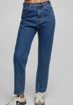 PULL & BEAR MOM FIT - Jeansy Zwężane - Dark-blue Denim