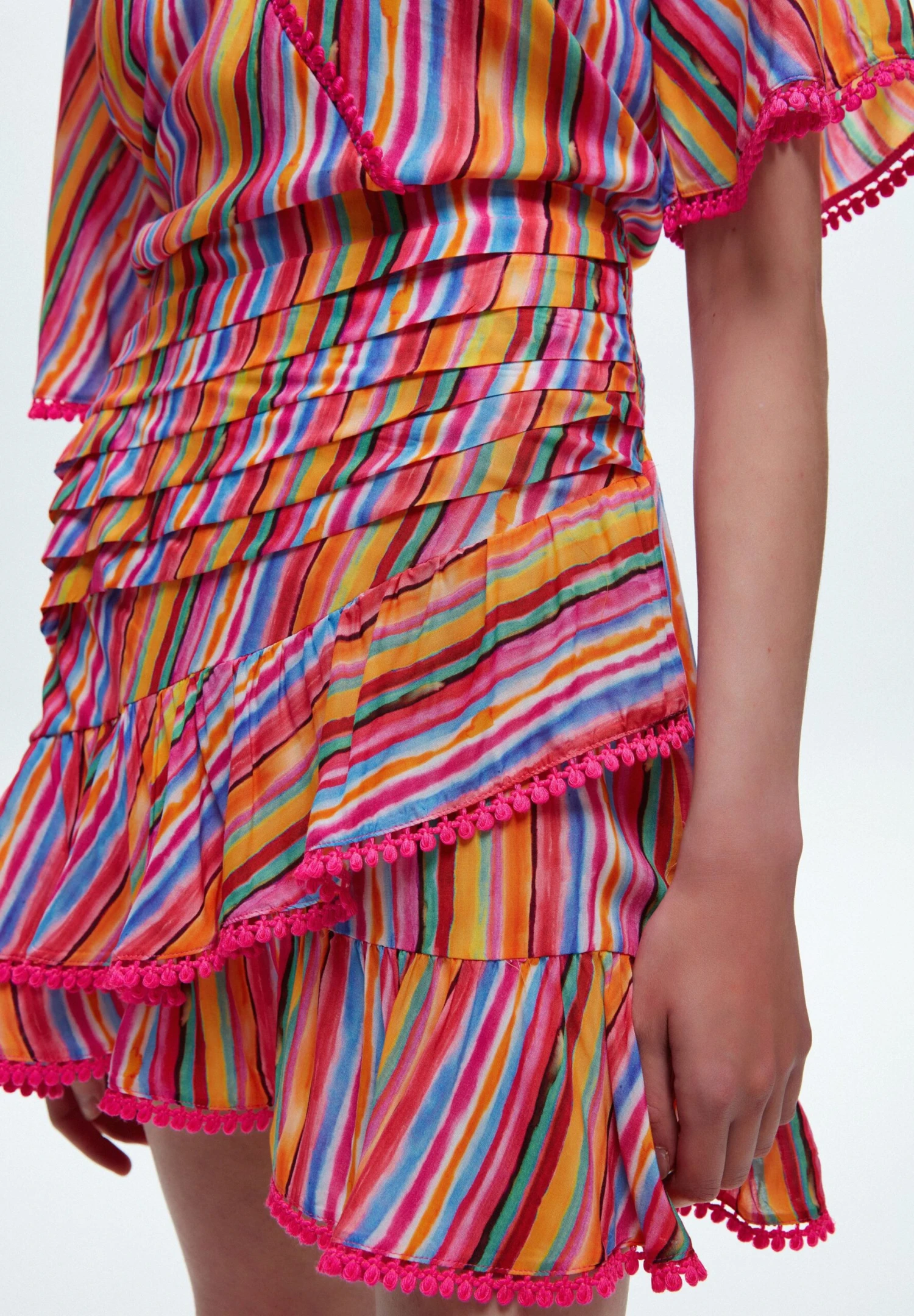 DRAPED RUFFLED - Spódnica Z Zakładką - Striped Pink - obrazek 6