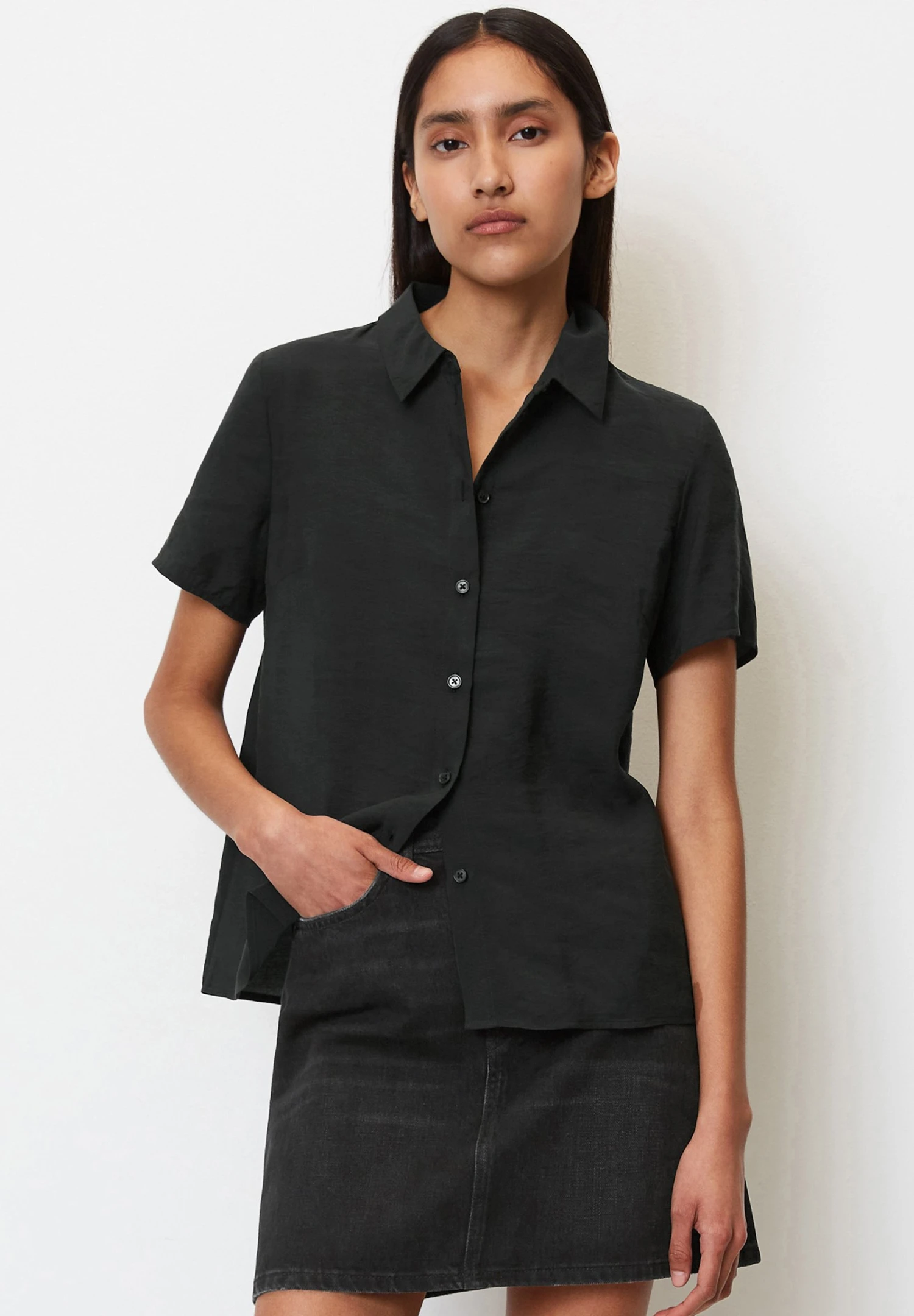 Marc O'Polo DENIM KURZARM - Koszula - Black