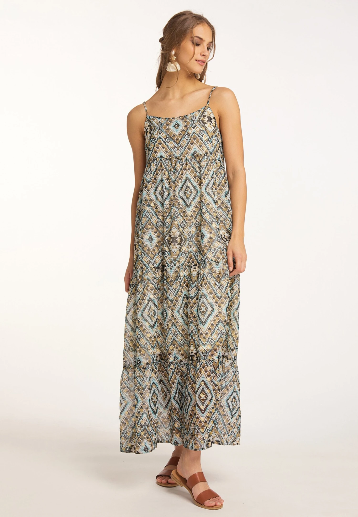 IZIA MIT SPAGHETTITRÄGERN GAYA - Długa Sukienka - Blau Gold