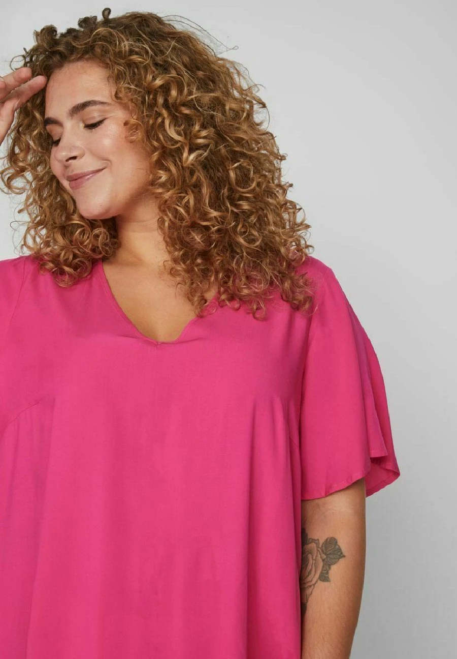 MIT KURZEN ÄRMELN CURVE - Sukienka Letnia - Pink Yarrow - obrazek 4