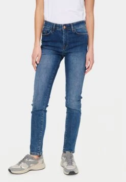 Saint Tropez MOLLYSZ - Jeansy Slim Fit - Medium Blue Denim