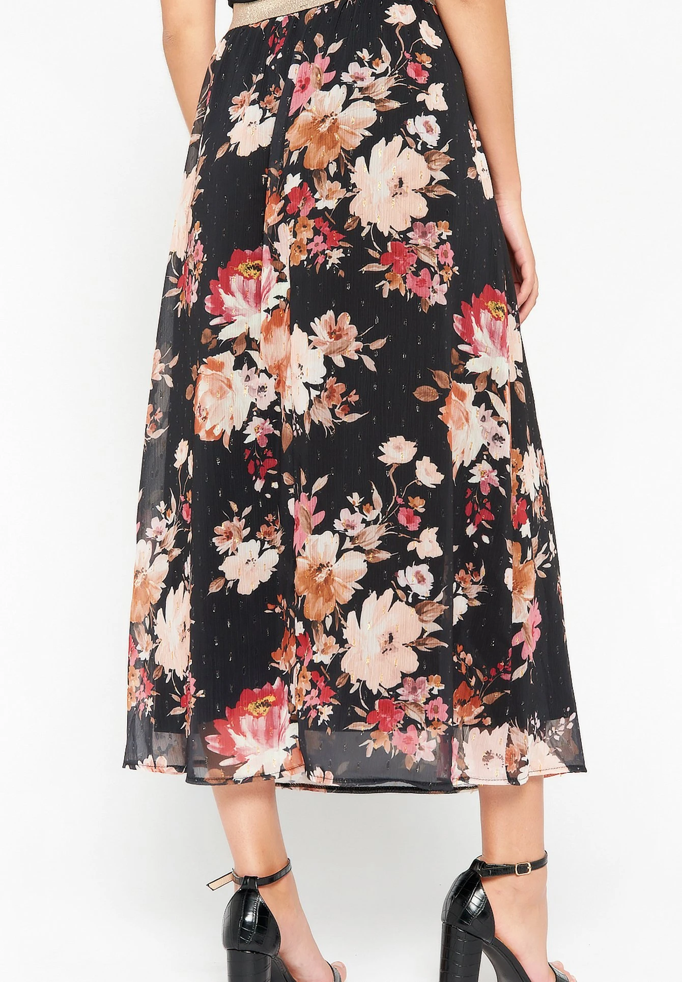 LOLALIZA WITH FLORAL PRINT - Długa Spódnica - Black - obrazek 3
