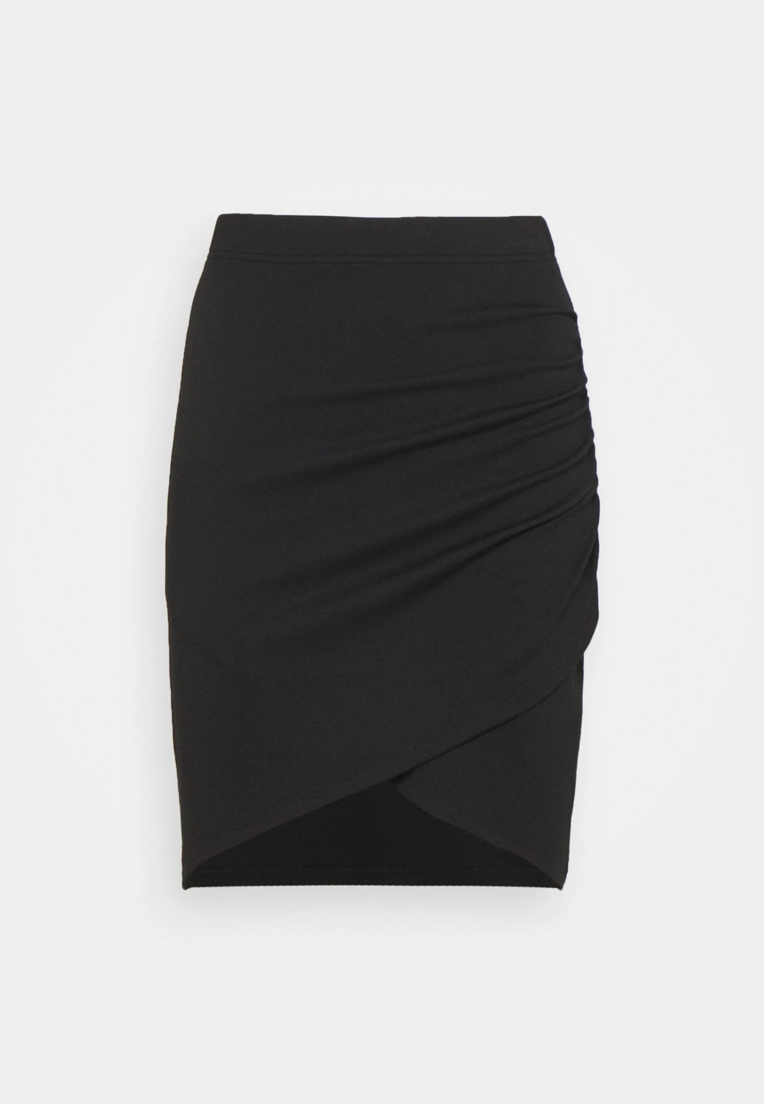 Even&Odd Asymetric Overlap Wrap Mini High Waisted Skirt - Spódnica Ołówkowa - Black - obrazek 5