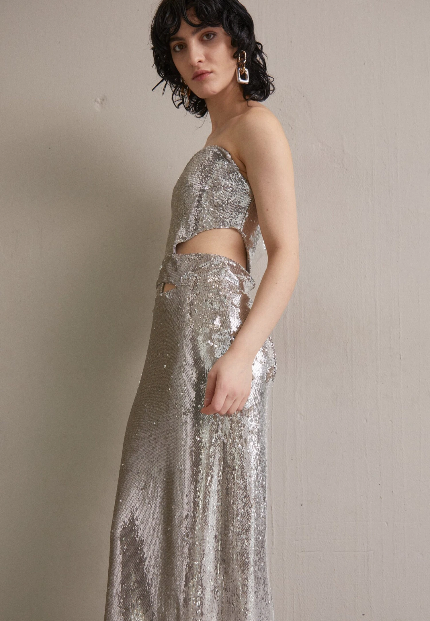 AVA STRAPLESS CUT OUT GOWN - Suknia Balowa - Silver/nude - obrazek 3