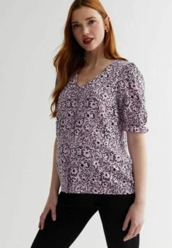 MATERNITY PRINT PUFF SLEEVE - Bluzka - Purple Pattern