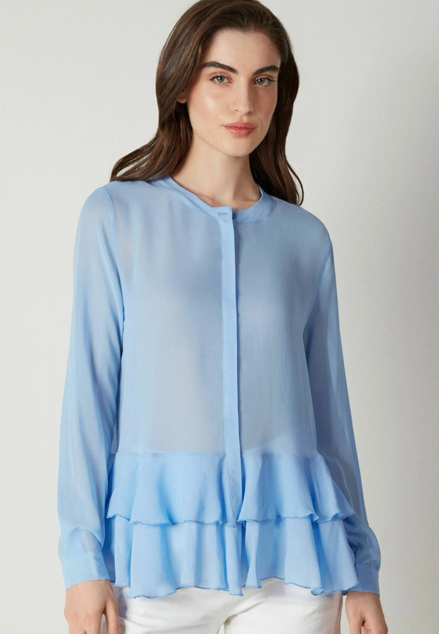 MIT RÜSCHEN - Bluzka - Blau Light Iris