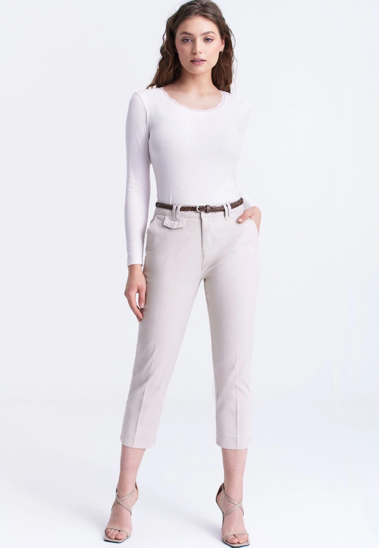 Spodnie Materiałowe - Beige - obrazek 2