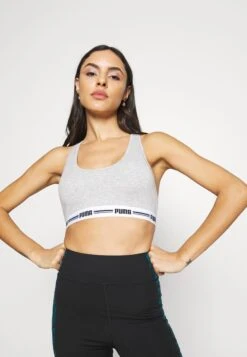 Puma RACER BACK - Biustonosz Bustier - Grey Melange