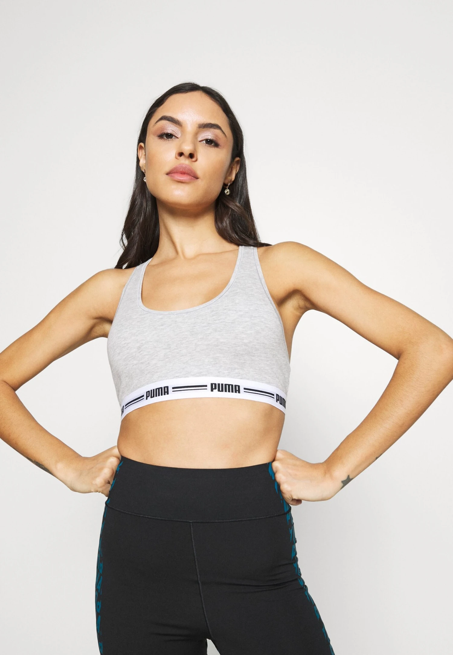 Puma RACER BACK - Biustonosz Bustier - Grey Melange