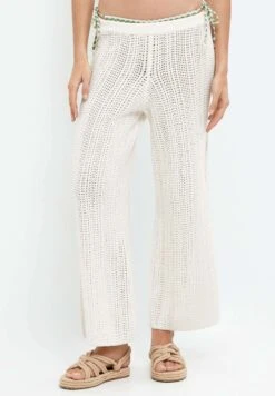 Oysho CROCHET - Spodnie Materiałowe - Off White
