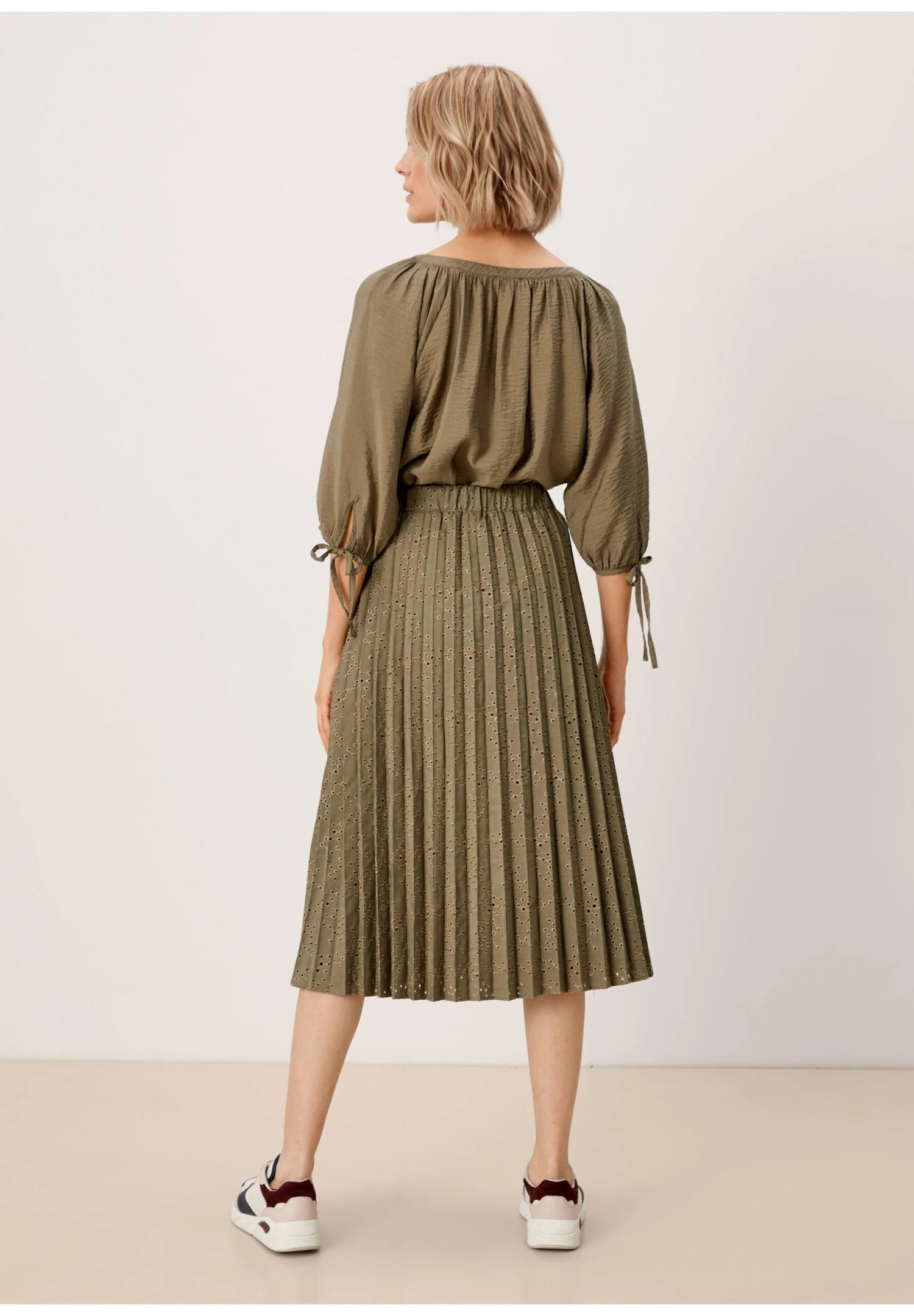 S.Oliver Spódnica Trapezowa - Dusty Olive Embroi - obrazek 5