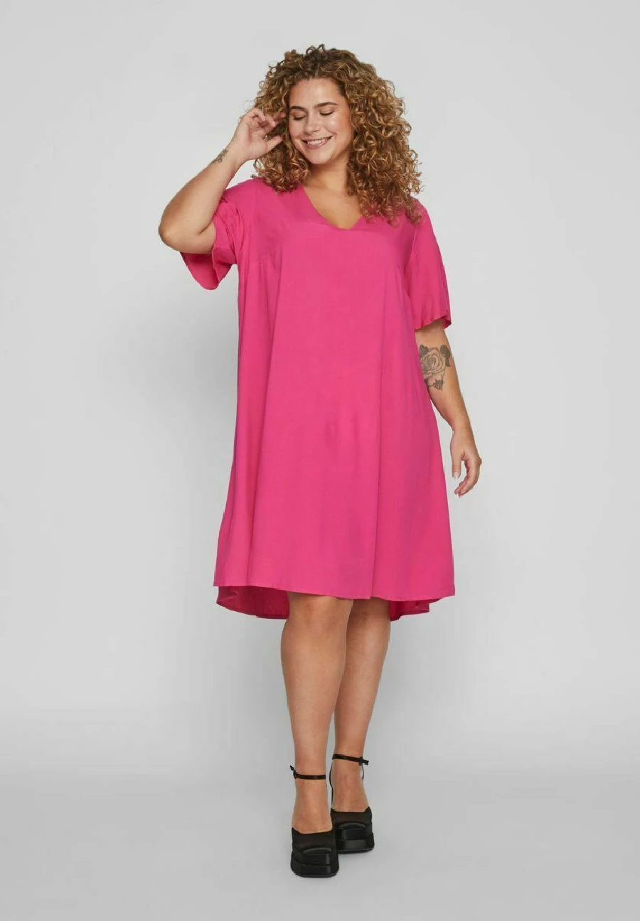 MIT KURZEN ÄRMELN CURVE - Sukienka Letnia - Pink Yarrow - obrazek 2