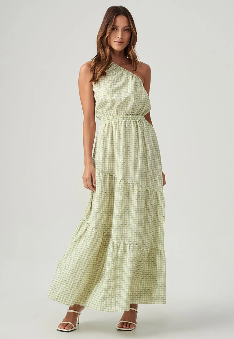 TARRA - Długa Sukienka - Green Flocked G
