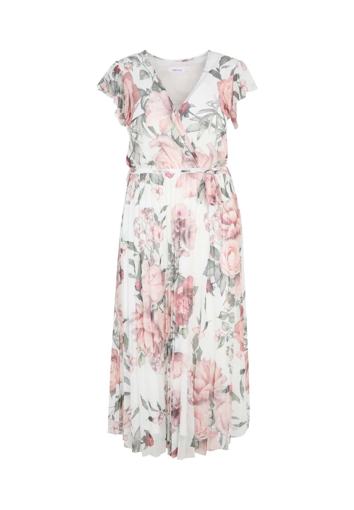 LANGES UNIFARBENES PLISSEE MIT WICKELKRAGEN - Sukienka Letnia - Beige - obrazek 10