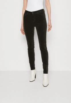 VELVET SKINNY - Spodnie Materiałowe - Grey Green