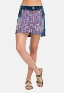 Koroshi ETHNIC COMBINED - Spódnica Jeansowa - Azul Osc Dark Blue