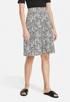 GEMUSTERTER MIT KELLERFALTE - Spódnica Trapezowa - Schwarz Ecru Weiss Druck