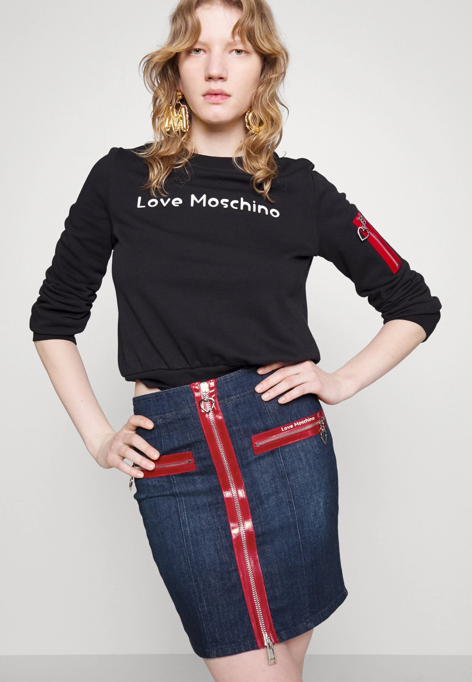 LOVE MOSCHINO Spódnica Mini - Blue Denim - obrazek 4