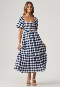 AMARA - Sukienka Letnia - Navy Gingham