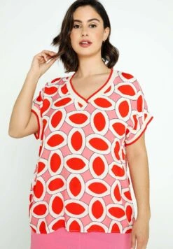 BOITE COL V+ PRINT GÉO - Bluzka - Red