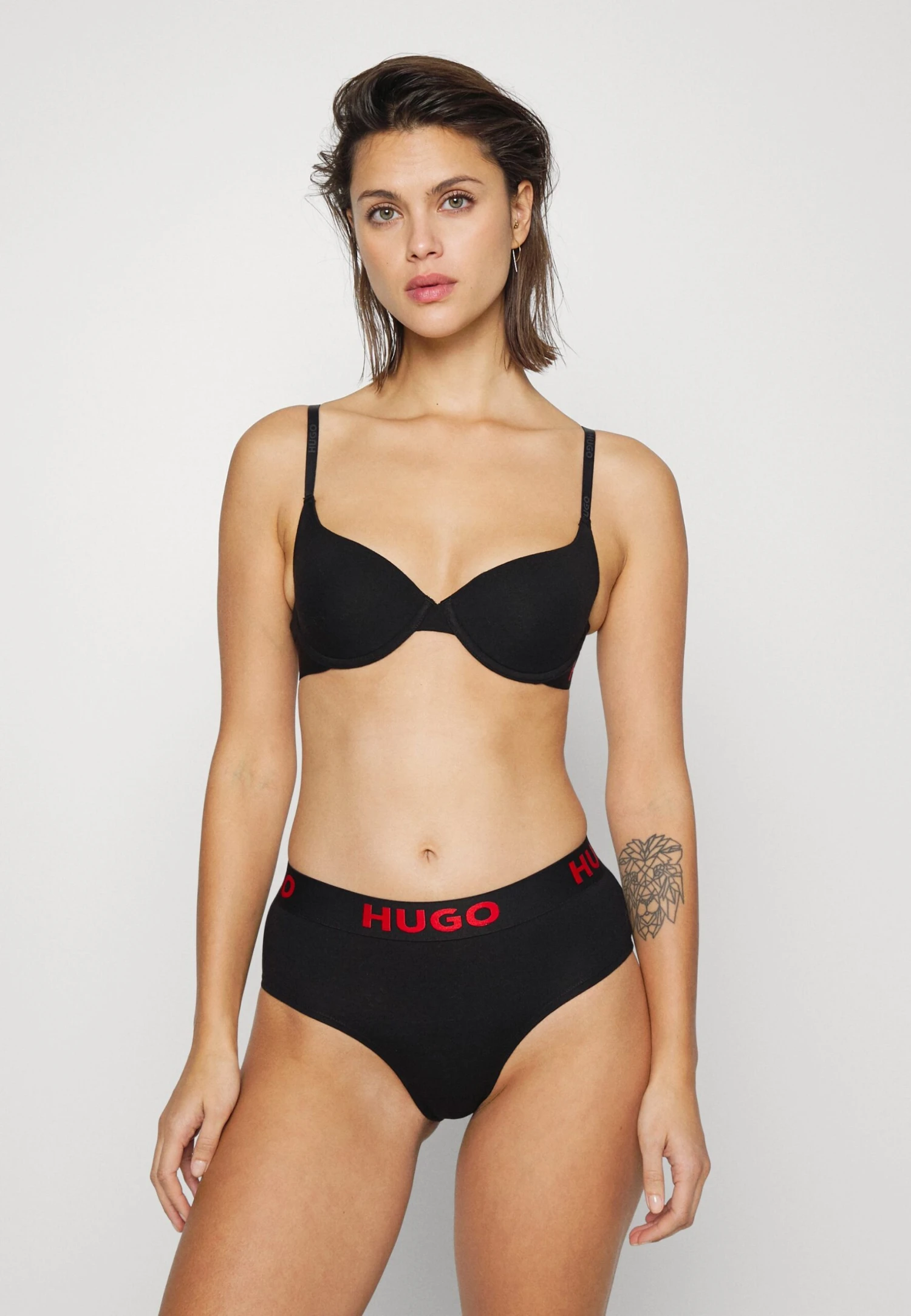 Hugo UNDERWIRE BRA SPORTY LOGO - Biustonosz Z Fiszbiną - Black - obrazek 2
