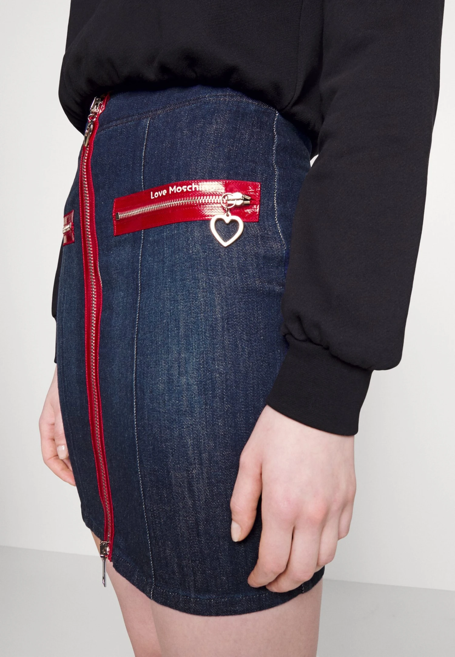 LOVE MOSCHINO Spódnica Mini - Blue Denim - obrazek 7