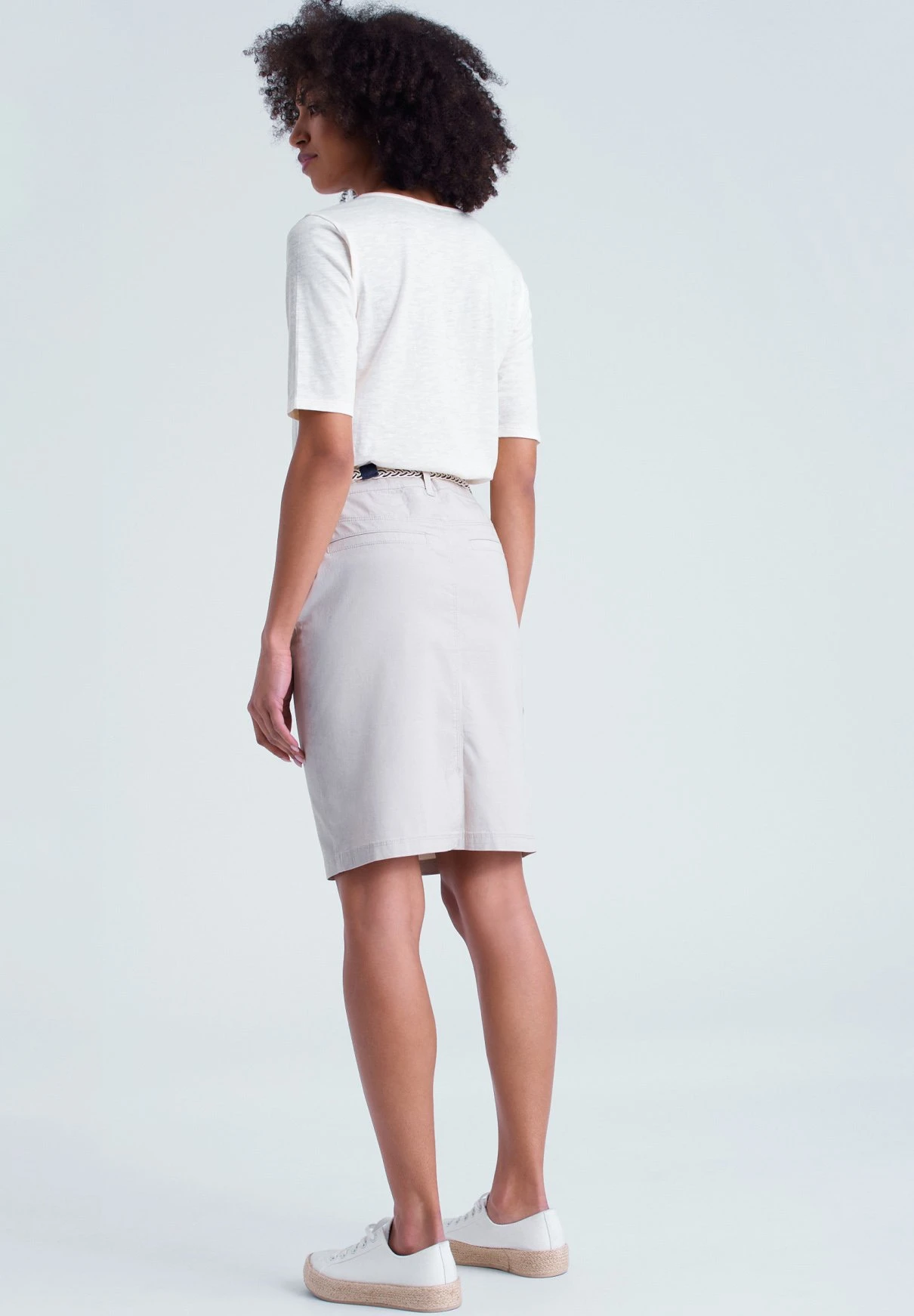 Spódnica Ołówkowa - Mottled Light Beige - obrazek 3