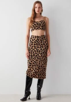Ipekyol LEOPARD - Spódnica Ołówkowa - Brown