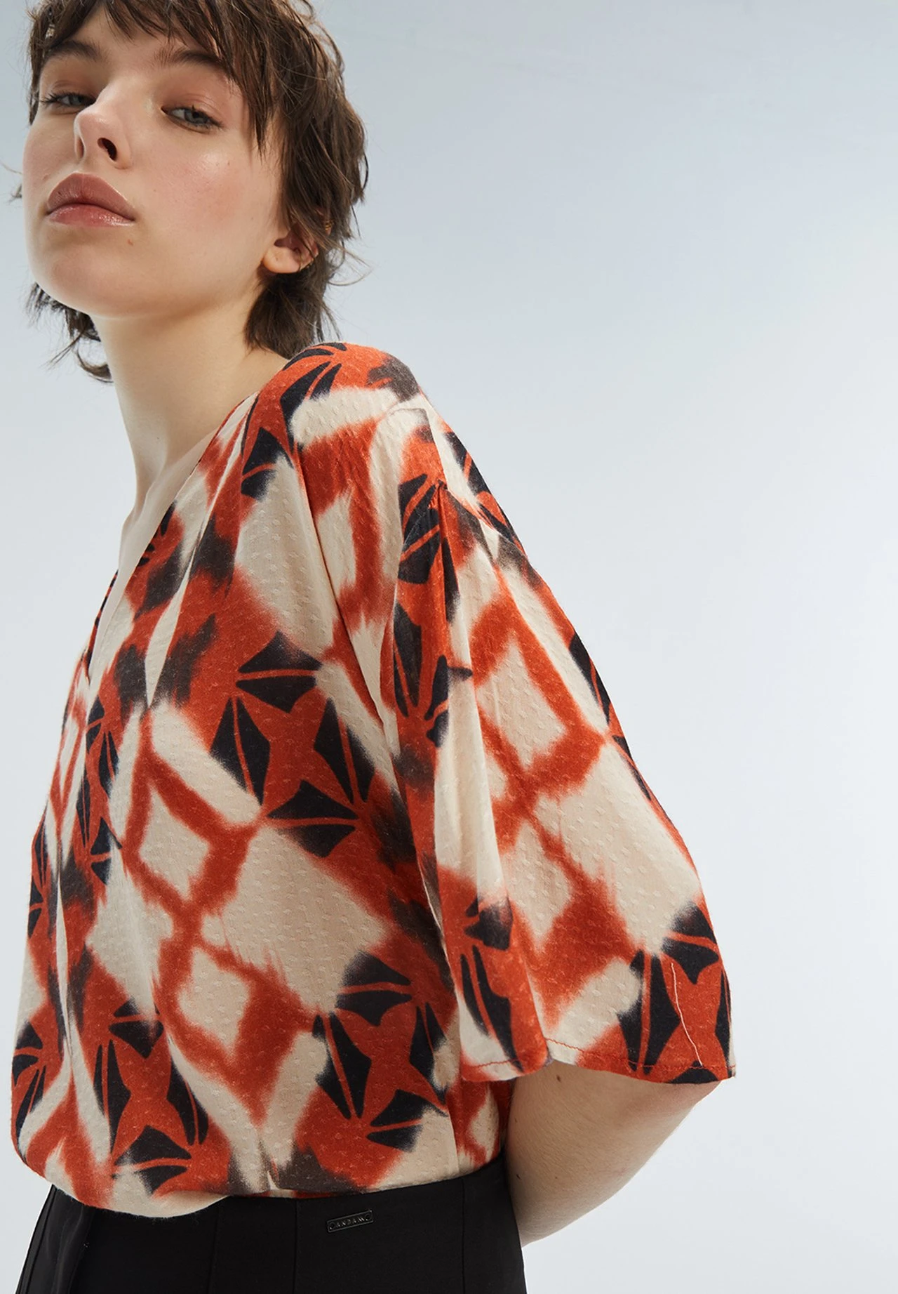 ESTAMPADA MANGA CORTA CUELLO PICO - Bluzka - Naranja - obrazek 3