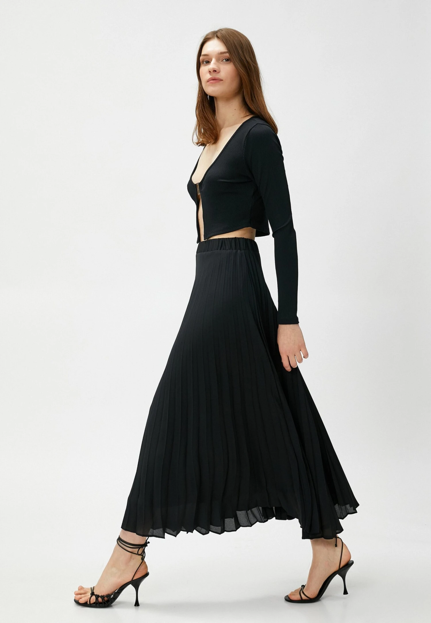 Koton LONG ELASTIC WAIST - Spódnica Plisowana - Black - obrazek 4