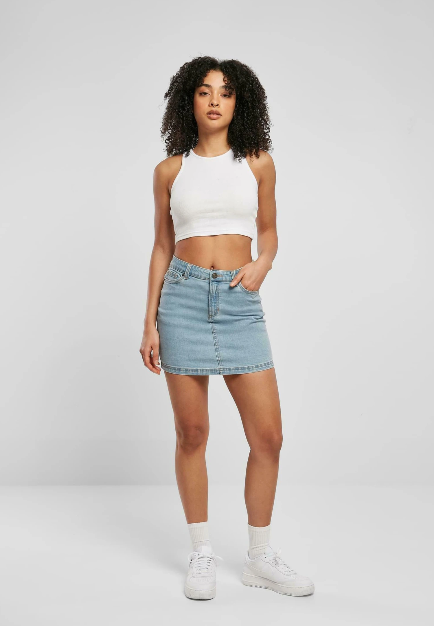 URBAN CLASSICS Spódnica Ołówkowa - Clearblue Bleached - obrazek 2