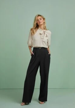 Next TAILORED WIDE LEG STANDARD - Spodnie Materiałowe - Black