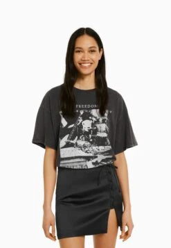 BERSHKA UP - MINI - Spódnica Mini - Black