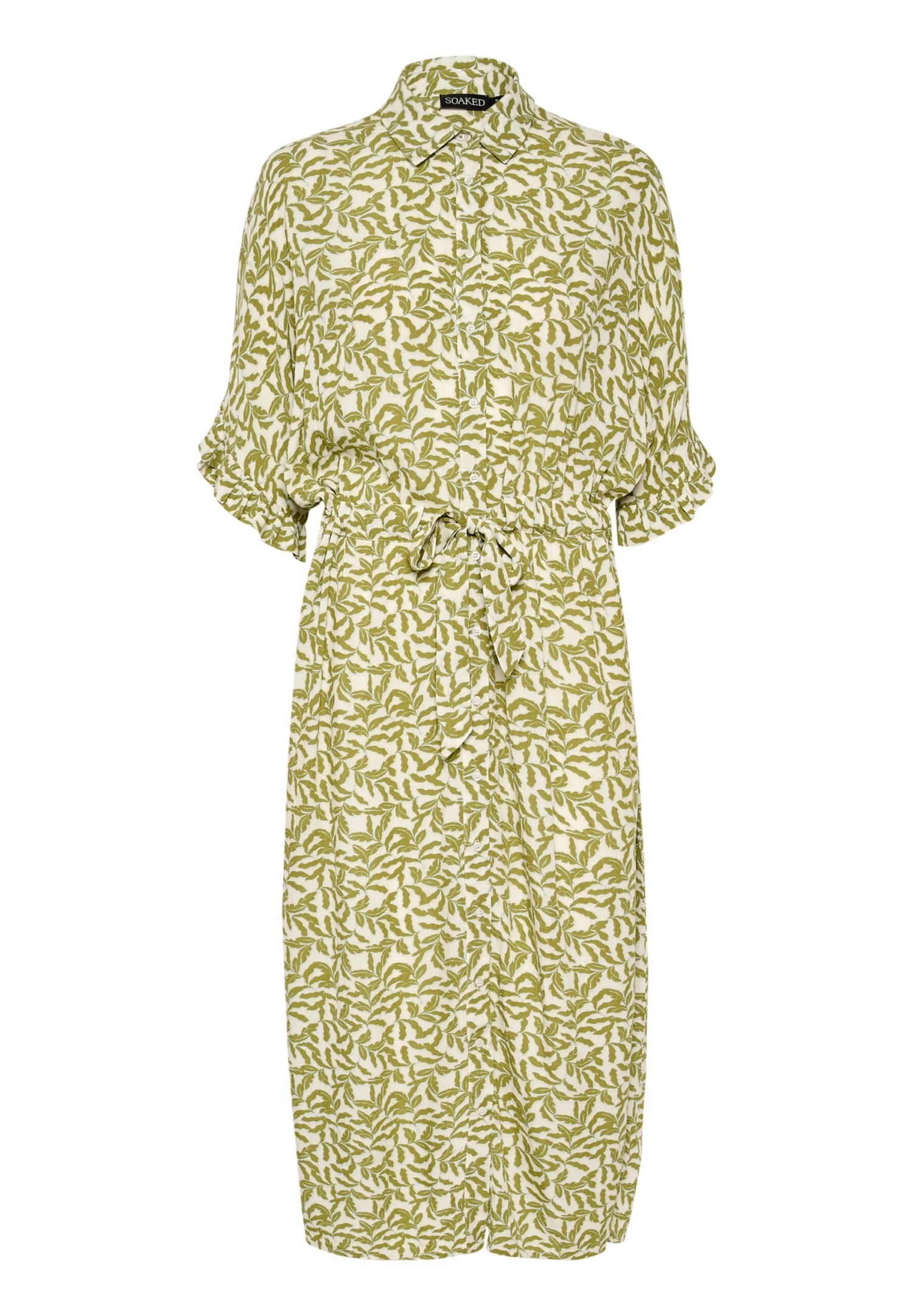 Soaked In Luxury SLZAYA SAPHIRA - Sukienka Koszulowa - Green Moss Leaf Print - obrazek 5