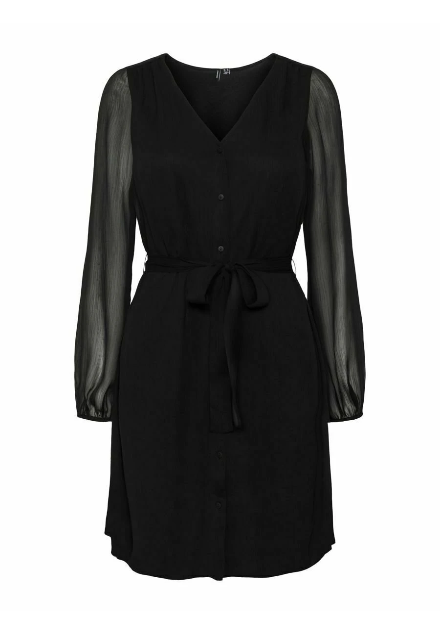 Vero Moda VMKAYA FALL LS SHORT WVN - Sukienka Koszulowa - Black - obrazek 5