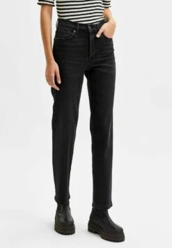 Selected Femme Jeansy Straight Leg - Black Denim