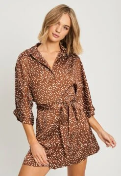 Calli GRETA - Sukienka Koszulowa - Chocolate Base Spot