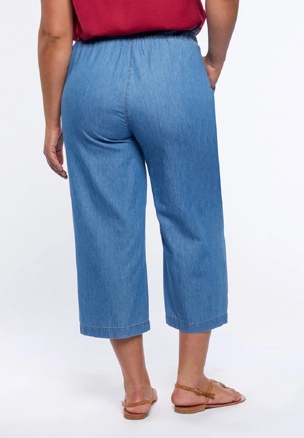 CROPPED CHAMBRAY - Jeansy Dzwony - Azzurro - obrazek 3