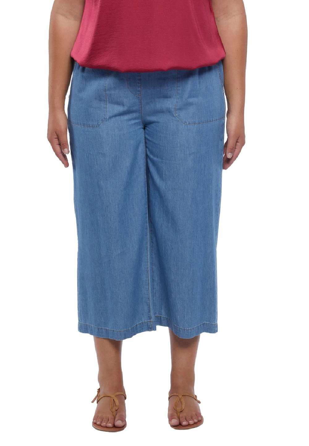 CROPPED CHAMBRAY - Jeansy Dzwony - Azzurro - obrazek 4