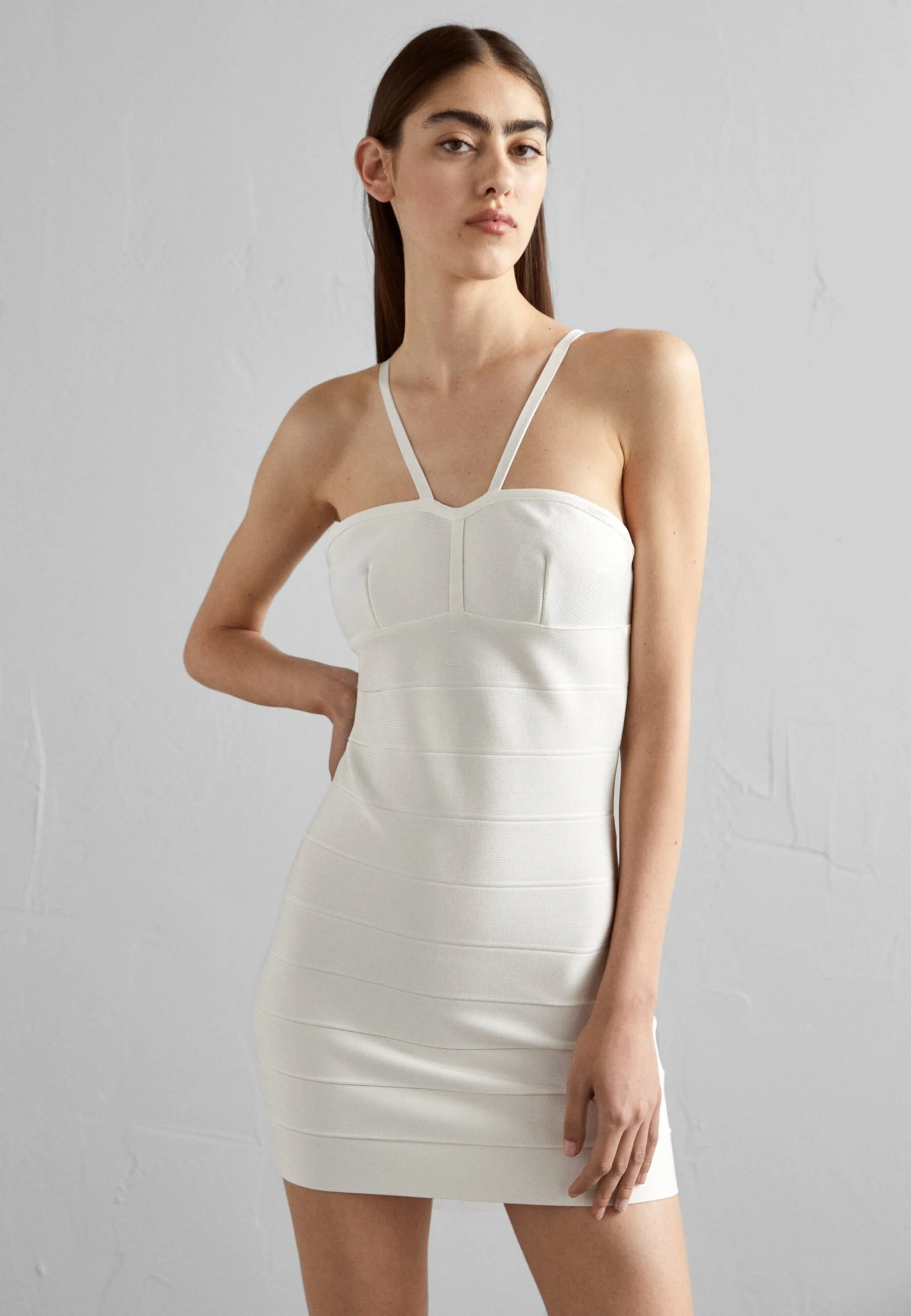 HERVE LEGER HL MINI DRESS - Sukienka Etui - White