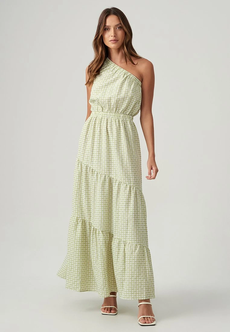 TARRA - Długa Sukienka - Green Flocked G - obrazek 2
