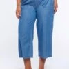 CROPPED CHAMBRAY - Jeansy Dzwony - Azzurro