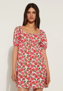 KURZES MIT HALBLANGEN ÄRMELN MIT ÜBERKREUZDETAIL IM RÜCKEN - Sukienka Letnia - Blumen/romantic Pink Print