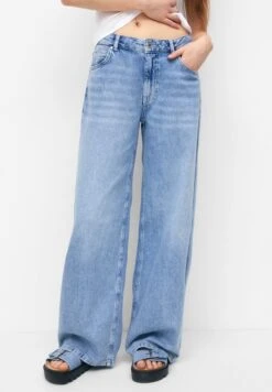 PULL & BEAR Jeansy Dzwony - Blue Denim