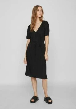 Vila KURZÄRMELIGES - Sukienka Dzianinowa - Black