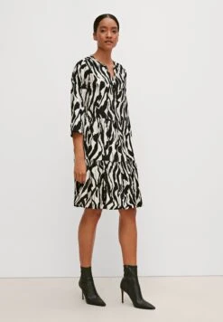 Comma À PANS ORNÉE D'UN IMPRIMÉ ALLOVER - Sukienka Letnia - Schwarz