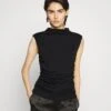 DKNY SIDE RUCH TOP - T-shirt Basic - Black